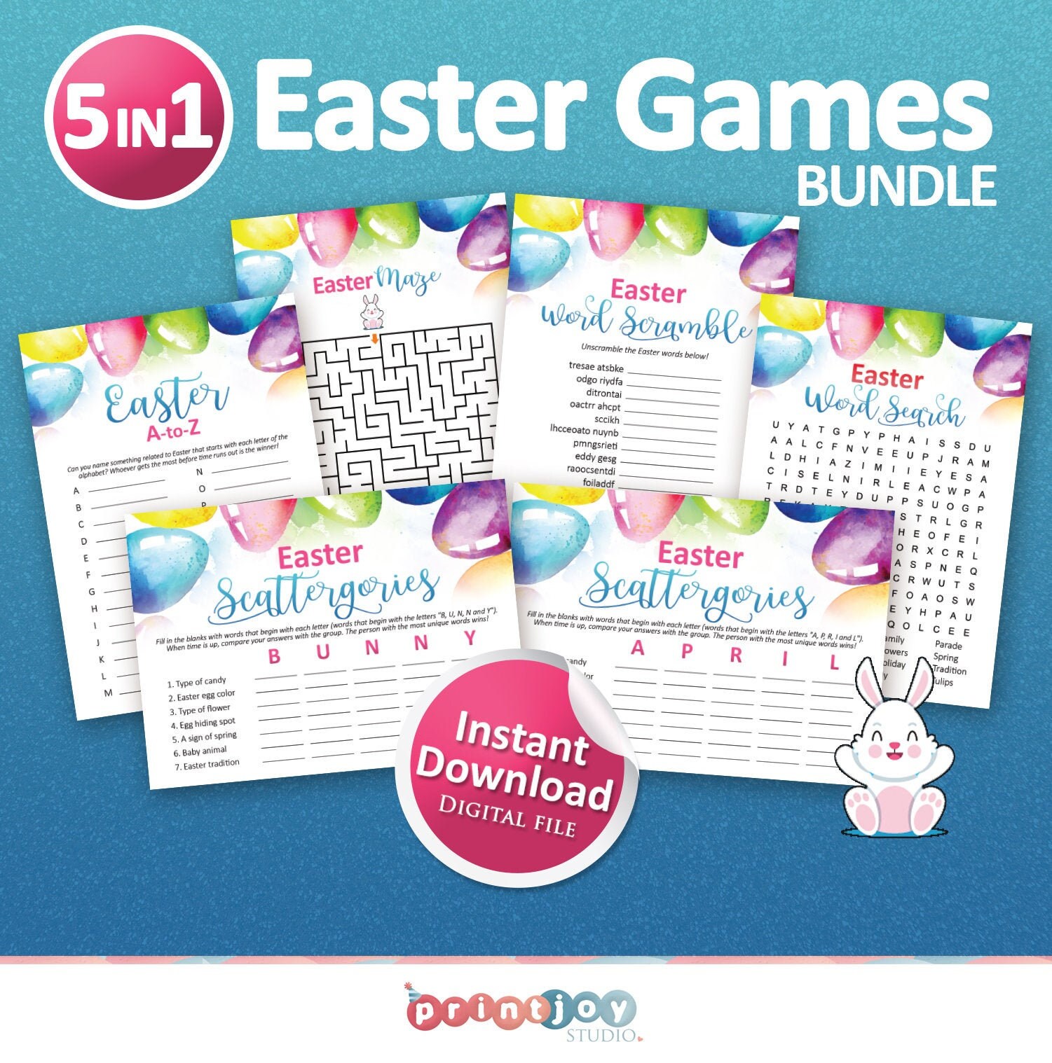 Easter Games Bundle, Easter Printables, Family Games, Easter Print,  Printable Games, Adult Games, Kids Games, Games for Adults 