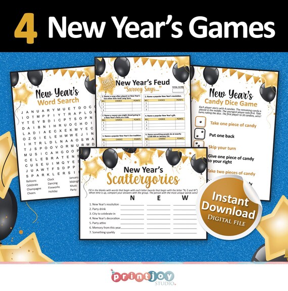 New years eve games bundle, New years games for new years party, Printable games, Holiday party