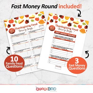 Thanksgiving Family Feud game, Thanksgiving games, Friendsgiving game, Thanksgiving printable image 2