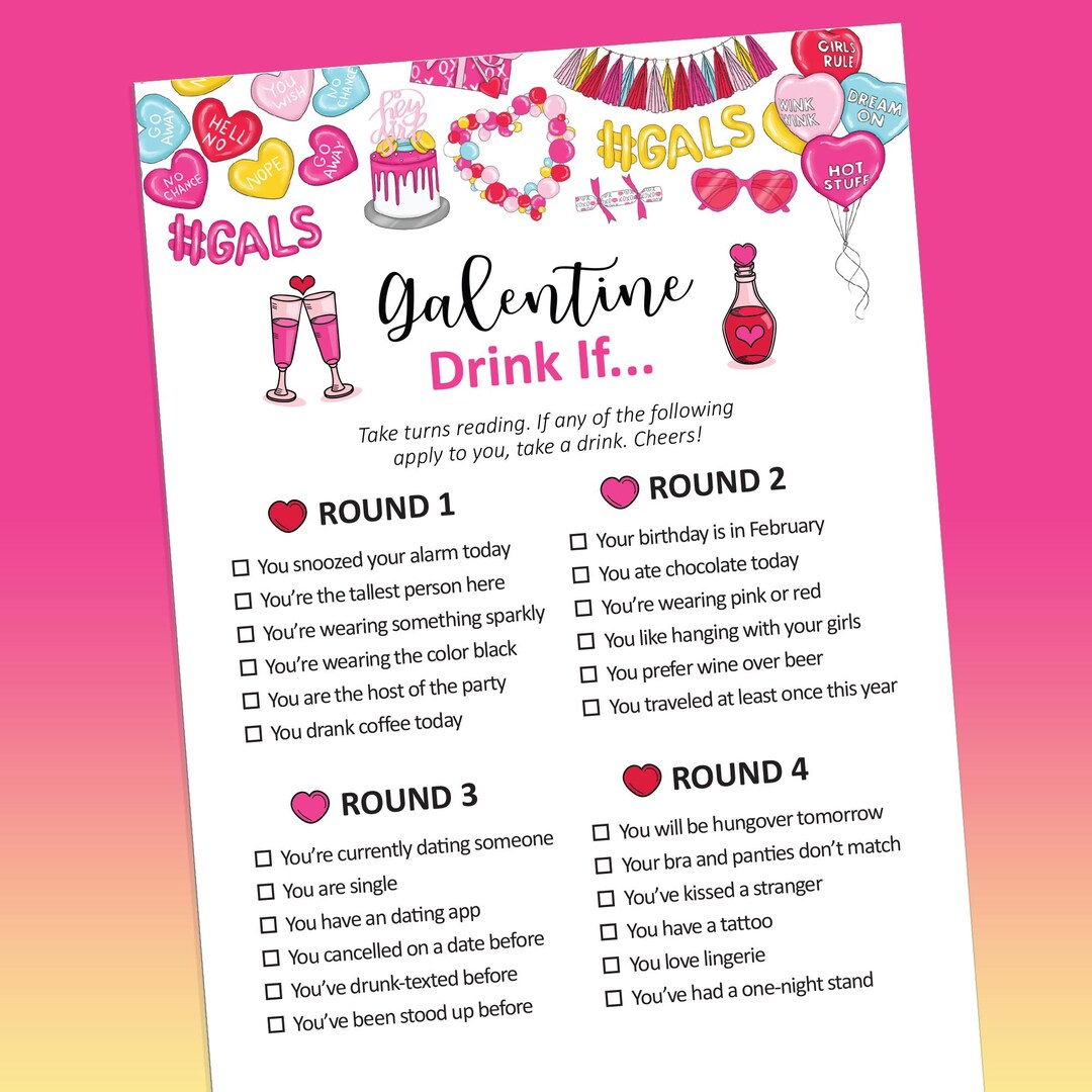 Galentines Day Games – Drink If Printable Party Game for Galentines ...