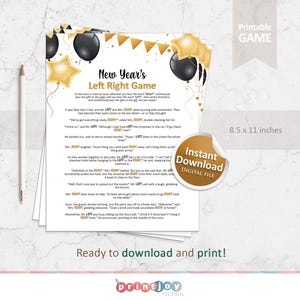 New Years Pass the Gift Game, Left Right Game, New Years Eve Party ...