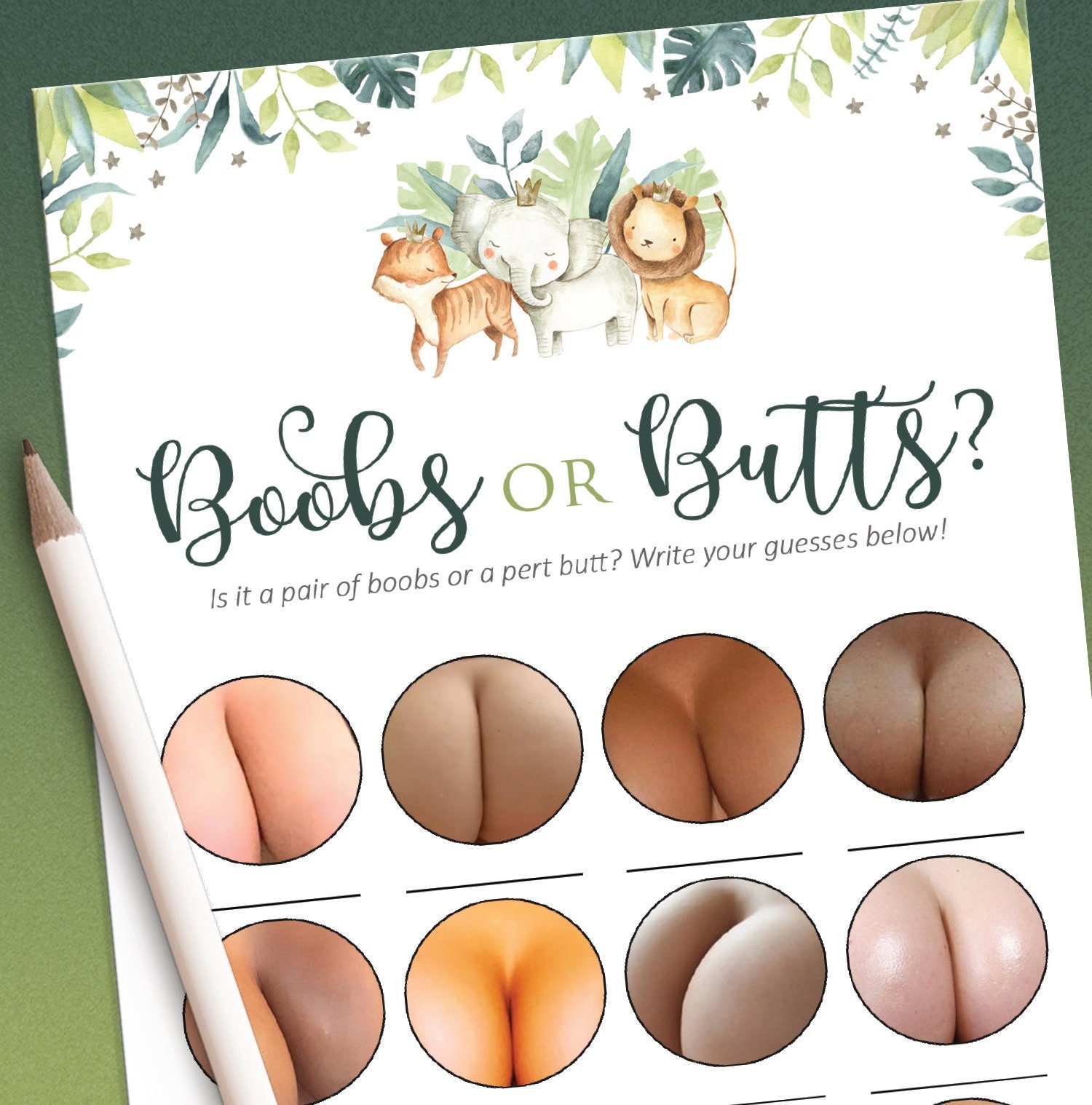 Butt or Boobs Game, Safari Baby Shower, Boobs or Butts Game, Funny Baby  Shower Games, Jungle Baby Shower, Printable Games, Instant Download -   Canada