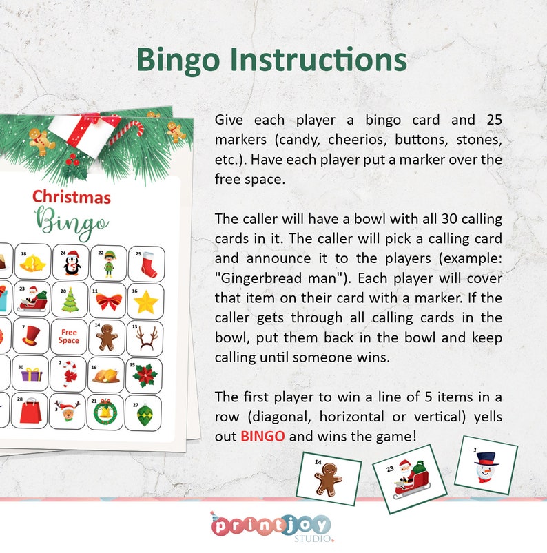 Printable Christmas Bingo, Holiday Bingo Game for Christmas Party ...