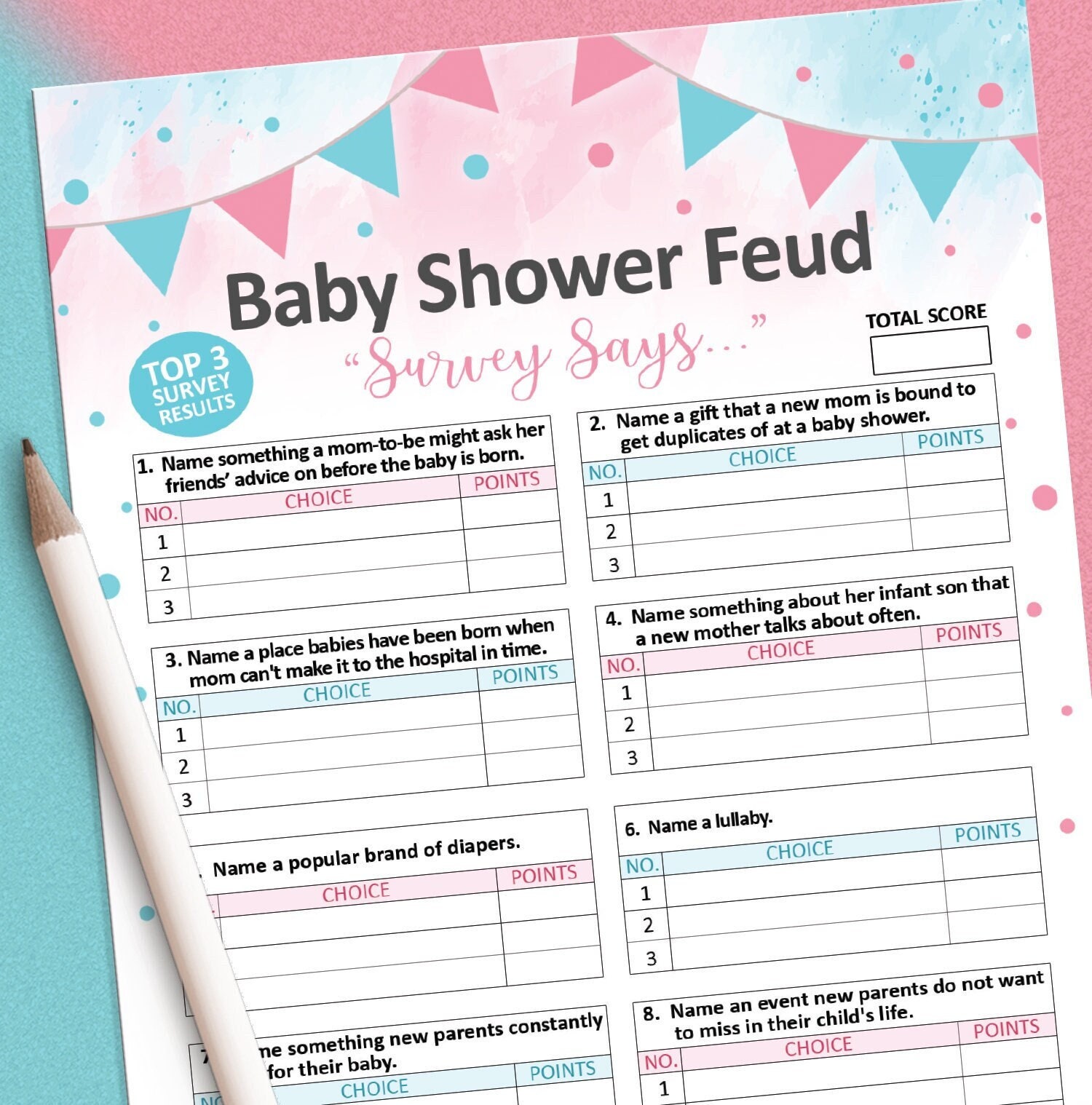 Giochi di rivelazione di genere, Baby Shower Feud Game, Gender