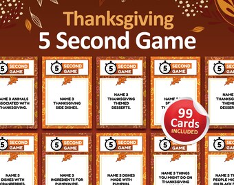 Thanksgiving-Spiel (5 Sekunden), Lustiges Thanksgiving-Partyspiel für Erwachsene, Thanksgiving-Spiel zum Ausdrucken, Thanksgiving-Spiele für die ganze Familie, Spiel zum Ausdrucken