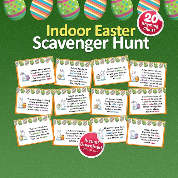 Indoor easter scavenger hunt, Easter scavenger hunt clues, Riddle scavenger hunt, Home scavenger hunt, Indoor easter basket scavenger hunt