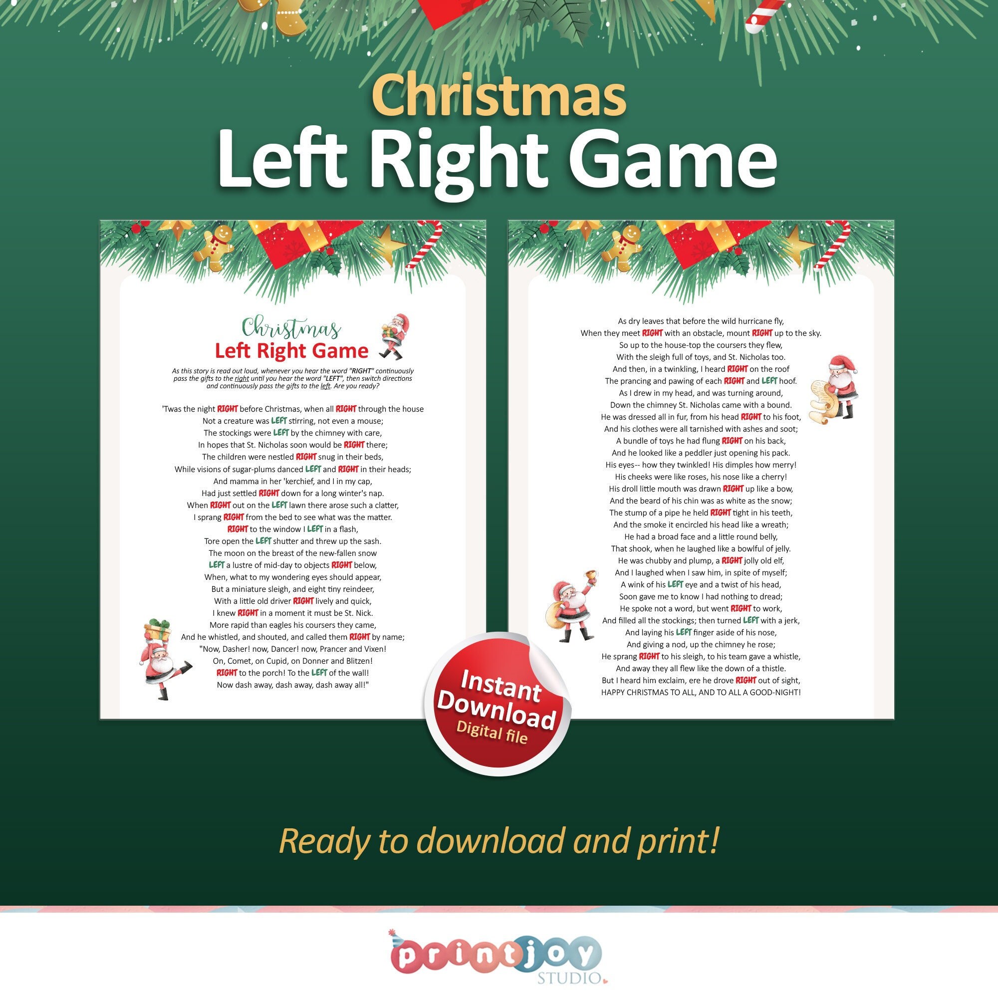 Left Right Christmas Game Pass the Gift Game Left Right - Etsy Canada