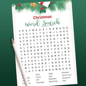 Printable Christmas Word Search game, Christmas games, Holiday party, Instant Download, Christmas activity, Christmas party game