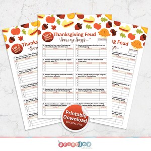 Thanksgiving Family Feud game, Thanksgiving games, Friendsgiving game, Thanksgiving printable image 10