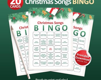 Christmas music bingo, Christmas party games, Christmas printables, Family games, Christmas in July, Family games, Holiday Bingo