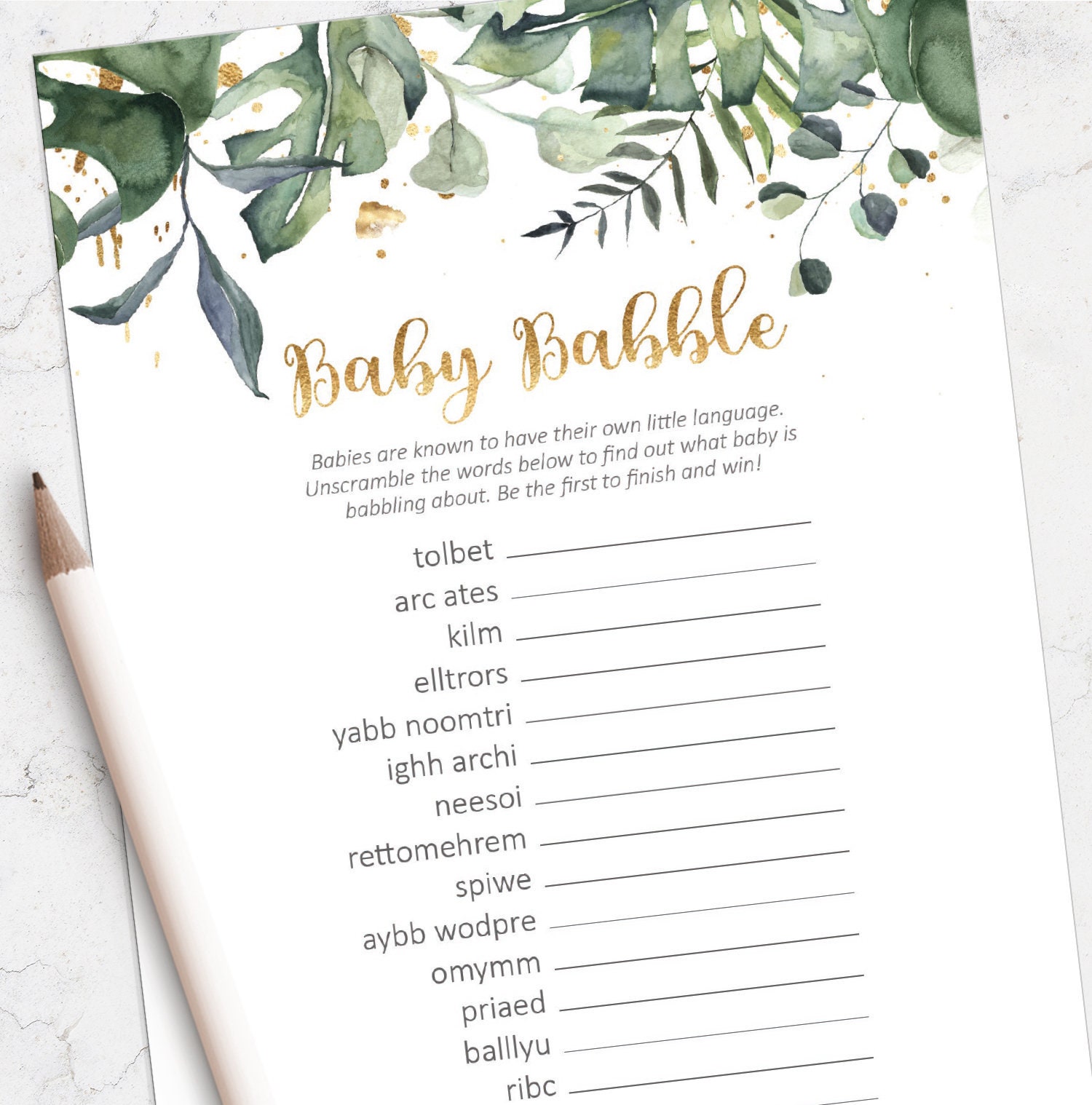 Paper & Party Supplies Party Favors & Games Baby Shower Word Scramble