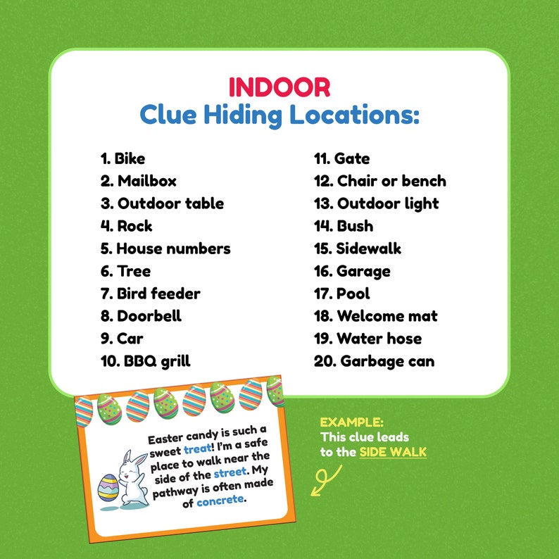 Outdoor Easter scavenger hunt for kids, Outdoor scavenger hunt, Easter egg hunt, Scavenger hunt outdoor, Easter hunt clues, Easter for kids image 3