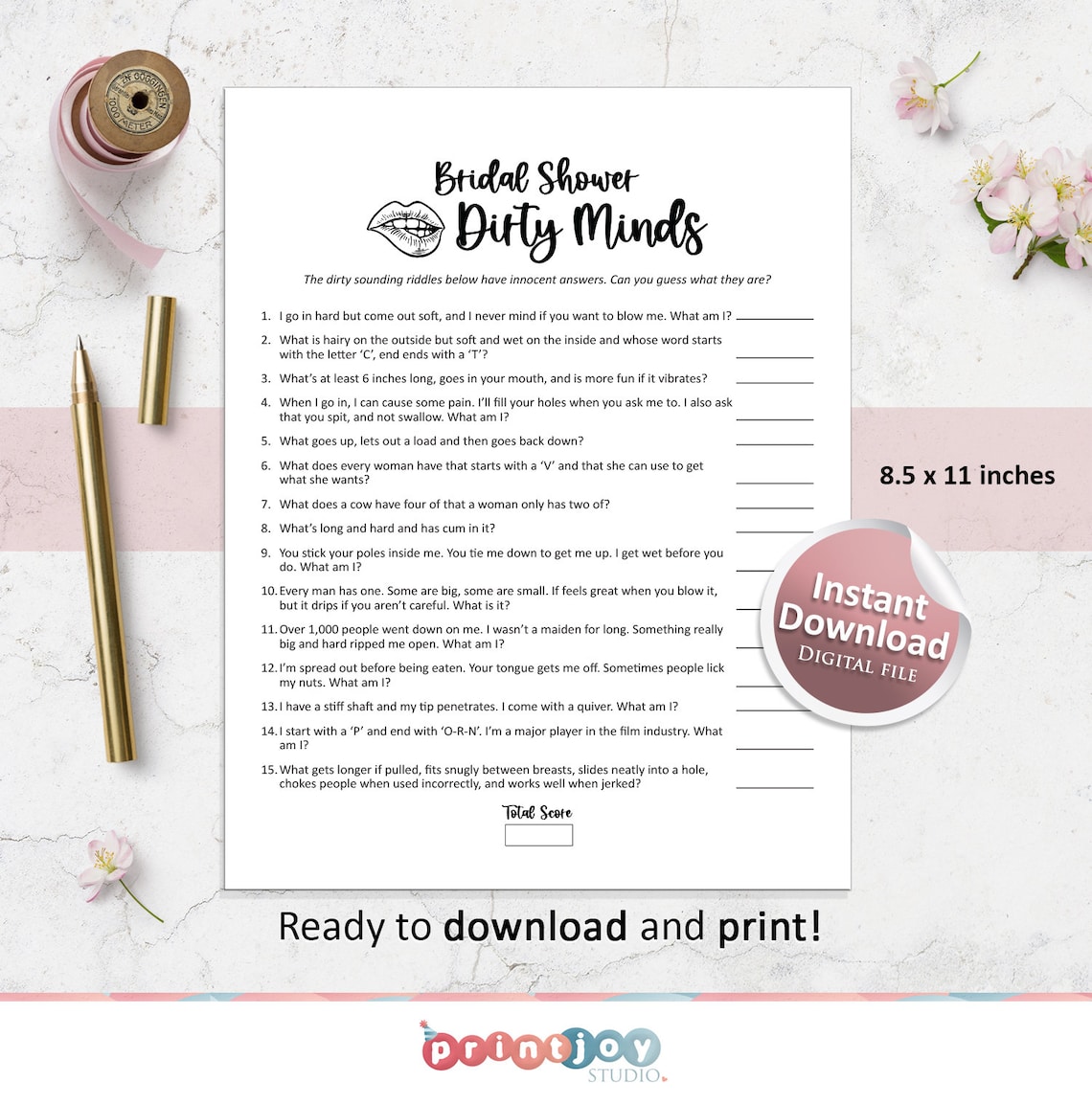 Bridal Shower Riddles Pdf Funny Bridal Shower Games, Dirty Minds Game, Bridal Shower Games ...