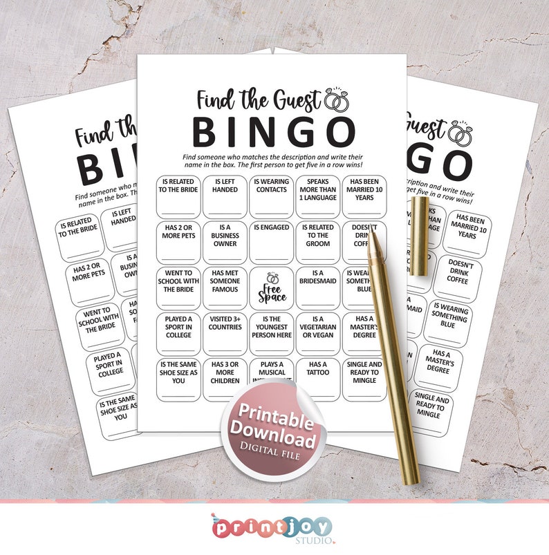 Gästebingo, Spiele für den Junggesellinnenabschied, Hochzeitsgästebingo, Kennenlern-Bingo, Hochzeitsbingo, Menschenbingo, Eisbrecherspiele Bild 9