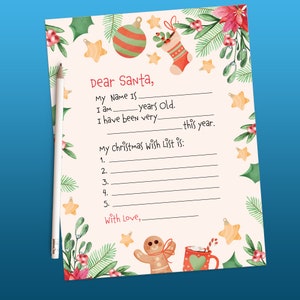 Einfach zu druckender Brief an den Weihnachtsmann, Weihnachtswunschliste, Weihnachtsbrief, Weihnachtsbriefe, Lieber Weihnachtsmann, Weihnachtskeks und Milchbrief, Weihnachtsliste