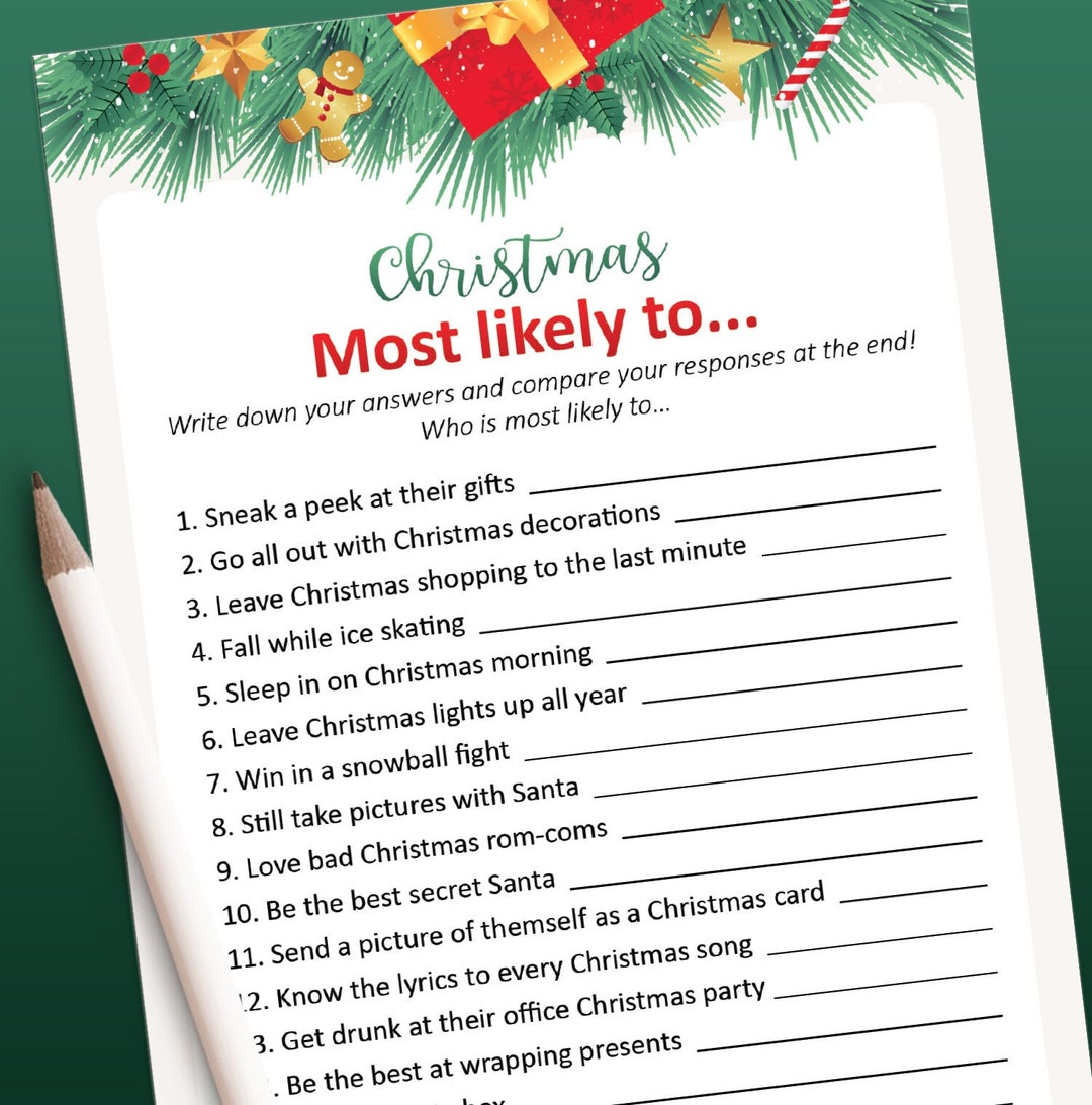 Most Likely To, Who's Most Likely to Game, Christmas Games, Printable ...