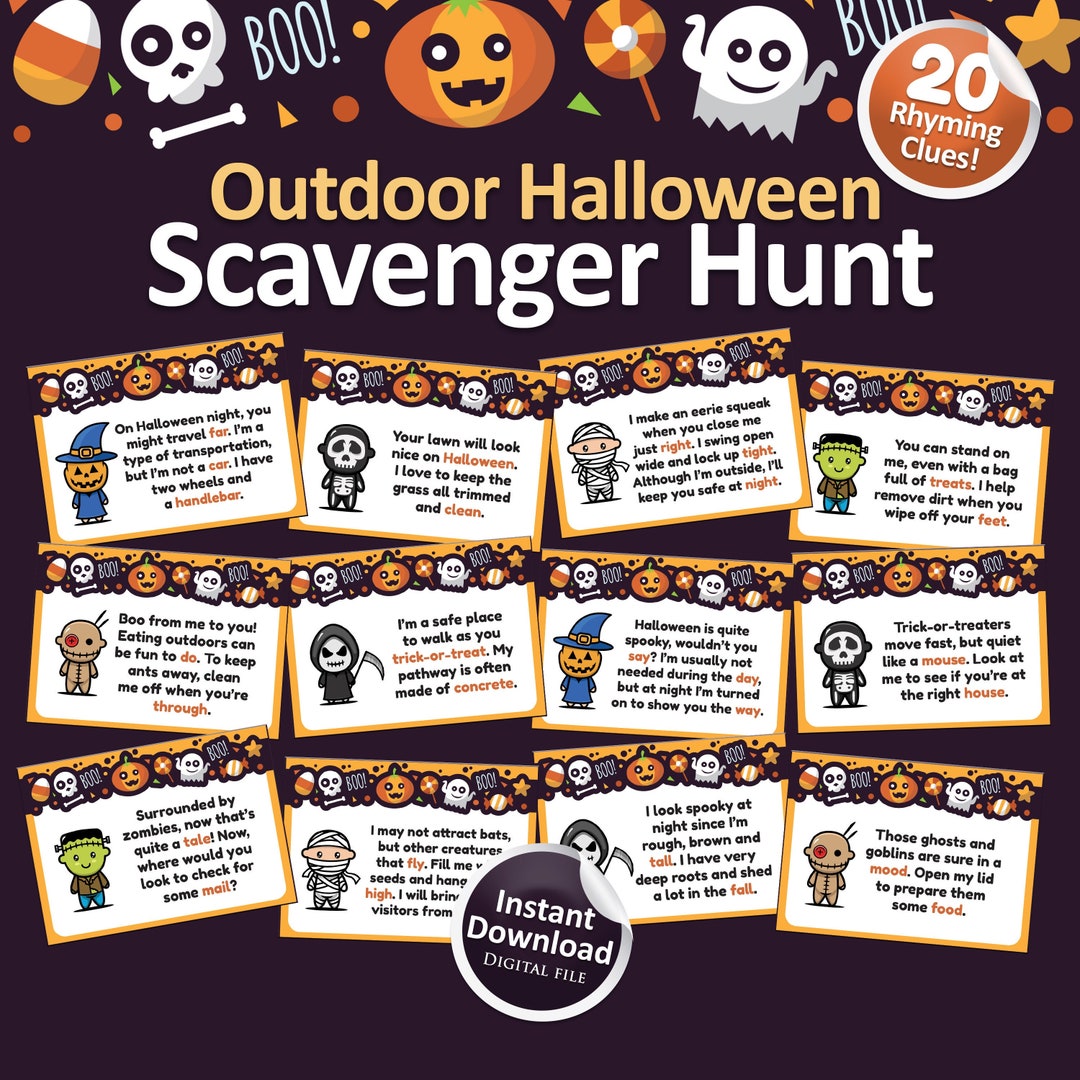 Outdoor halloween scavenger hunt outdoor scavenger hunt for kids
