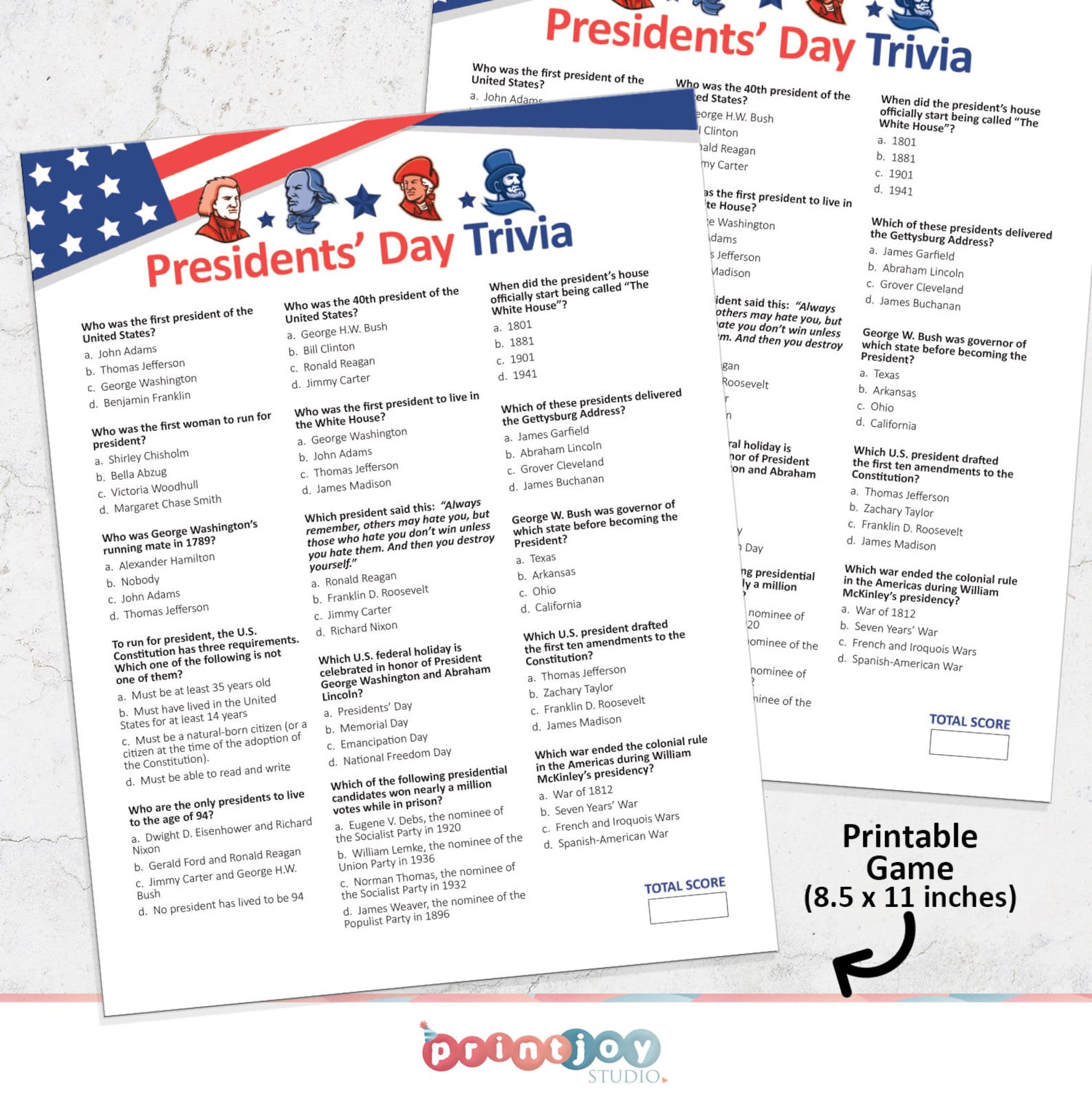 Presidents Day Trivia Questions And Answers Printable