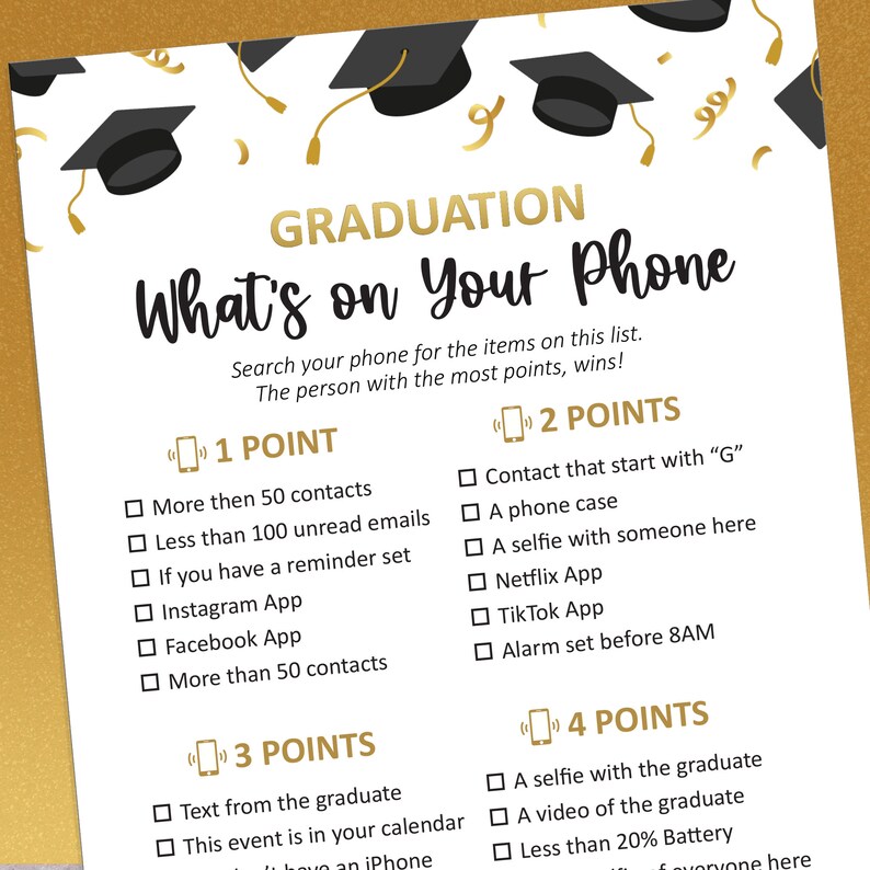 Graduation Games, What's on Your Phone Game, 2026 Graduation, What's in ...