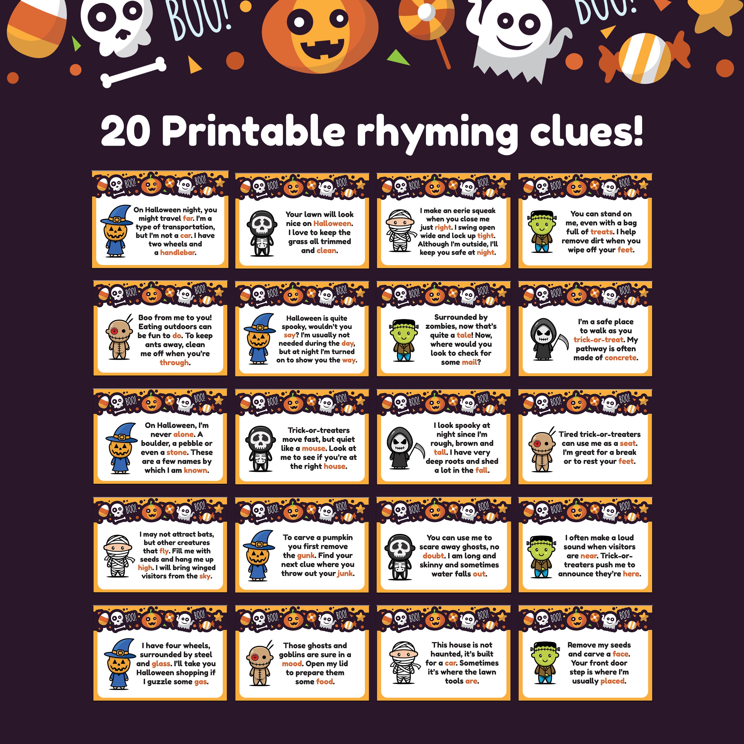 Outdoor halloween scavenger hunt outdoor scavenger hunt for etsy