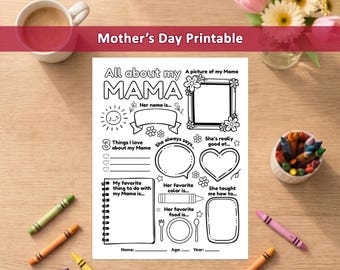 All about my Mama printable, Mothers day keepsake, Sentimental gift Mom, Gift for mother, Mom questionnaire gift, First time mom gift, PDF