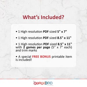 May include: What's Included? A list of printable PDF files included in this digital download. The files include high resolution PDFs in different sizes, including 5" x 7" and 8.5" x 11". The download also includes a free bonus printable item.