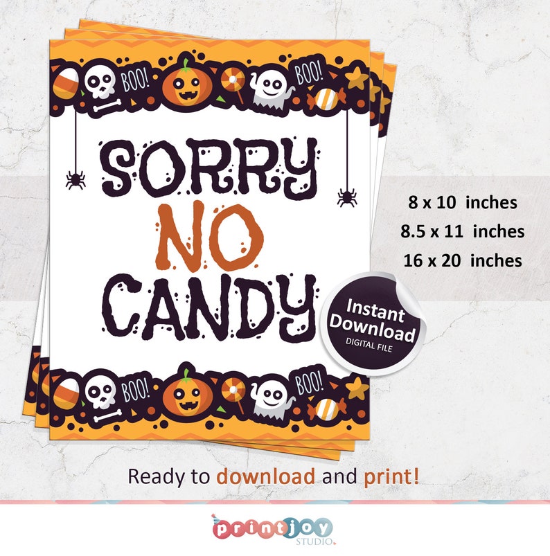 Sorry No Candy Sign Printable Halloween Sign Halloween Door - Etsy