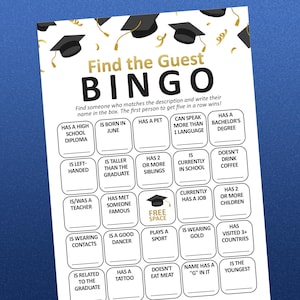 Idées de soirées de remise des diplômes, Bingo Trouvez l'invité, Jeux de remise des diplômes, Promotion 2025, Jeu Trouvez l'invité, Remise des diplômes 2025, Fête des diplômés universitaires