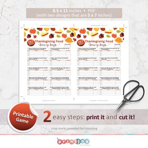 Thanksgiving Family Feud game, Thanksgiving games, Friendsgiving game, Thanksgiving printable image 3