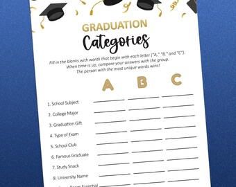 Graduation Categories Game, 2026 Graduation Games, Grad Party, Icebreaker Game, Fun Party Game, Graduation Party Games, Printable Game, PDF