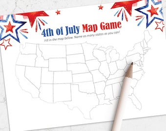 4th of July printable game, Fourth of July game, Independence Day party, instant download