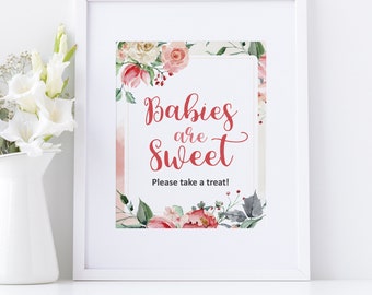 Baby Shower Sign | Babies are Sweet Please Take a Treat | Table Sign | Instant Download