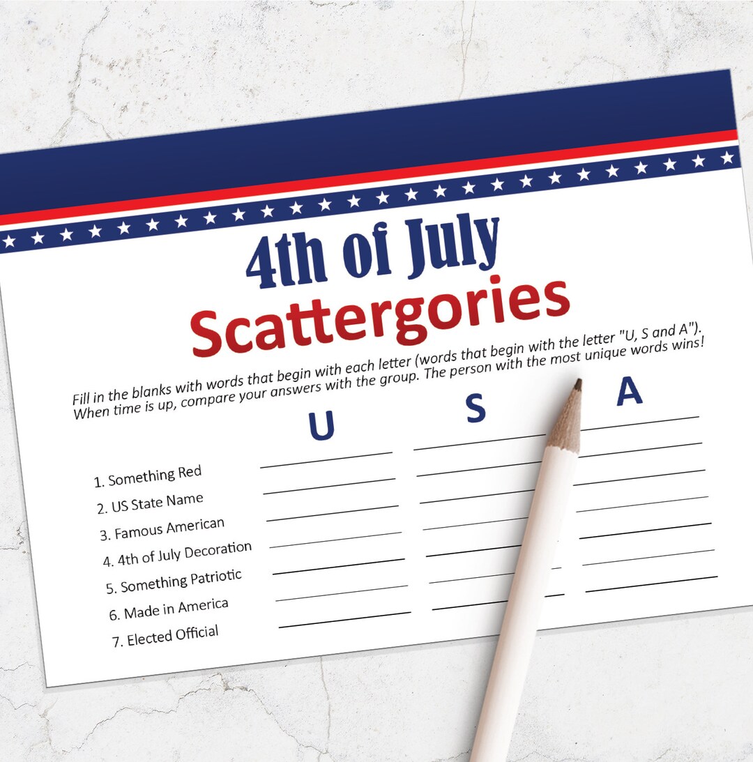 4th of July Printable Game, Fourth of July Party Ideas, Word Scramble ...