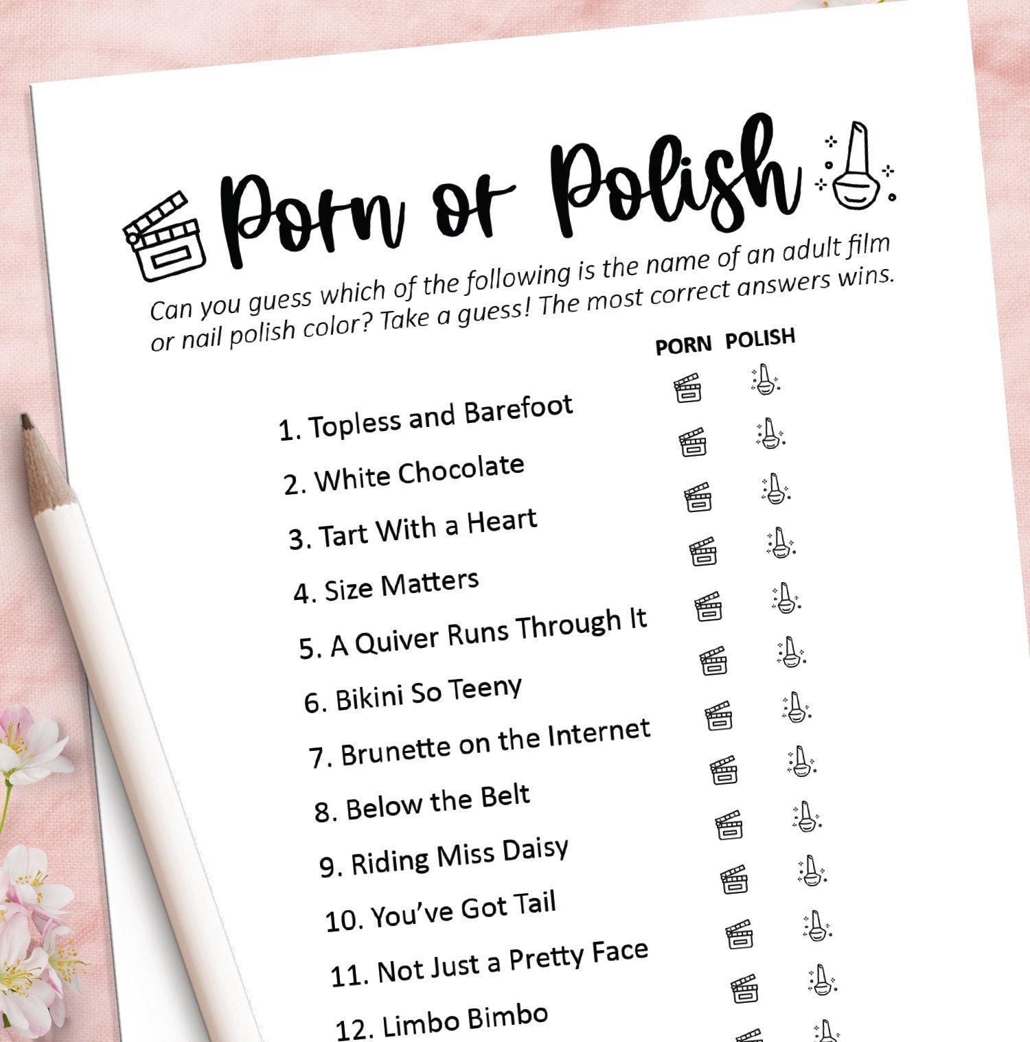 Porn or Polish Game, Bridal Shower Games, Nail Polish Game, Funny Bridal  Shower Games, Printable Games, Party Games, Wedding Shower Games - Etsy UK