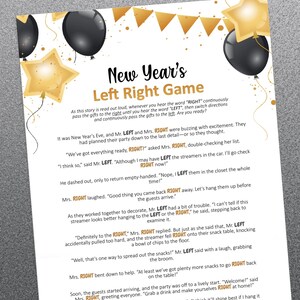 New Years Pass the Gift Game, Left Right Game, New Years Eve Party ...