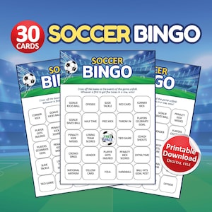 サッカービンゴカード、サッカーパーティーゲーム、印刷可能なパーティーゲーム、フットボール観戦パーティー、試合日のサッカー、サッカー誕生日、サッカー印刷物 画像 1
