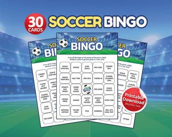 Soccer Bingo Cards, Soccer Party Games, Printable Party Game, Football Watch Party, Game Day Soccer, Soccer Birthday, Soccer Printable