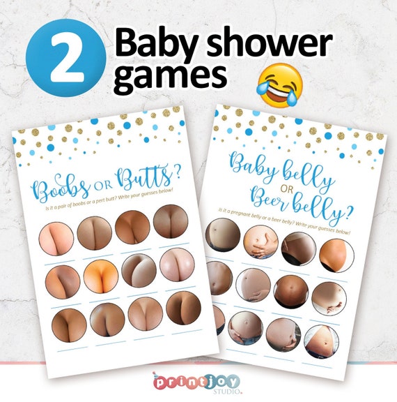 Funny Baby Shower Games, Boobs or Butts Game, Beer Belly or Baby