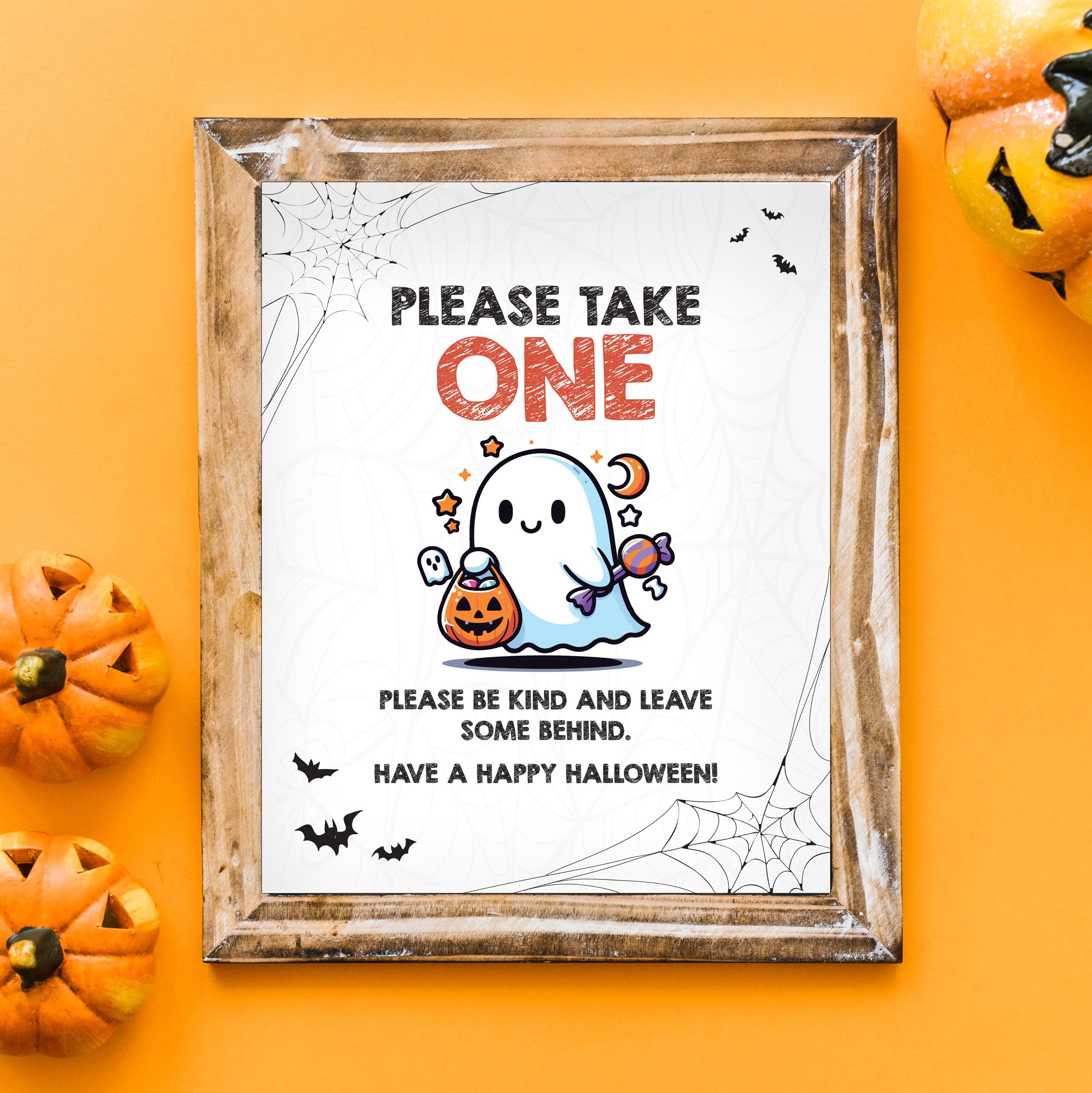 Printable Halloween Sign, Please Take One, Halloween Candy Sign, Front