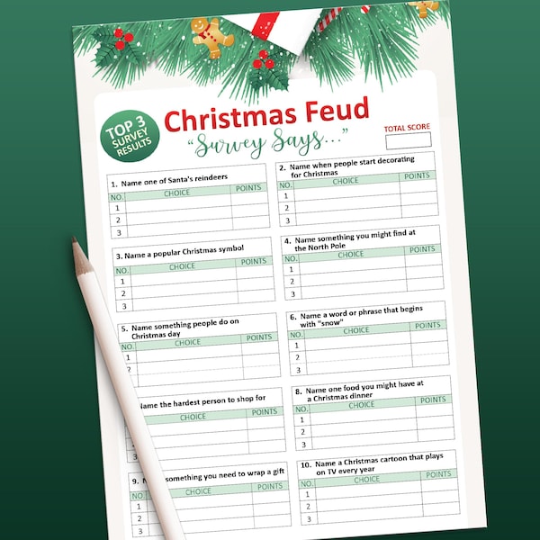 Christmas games printable, Christmas Feud Game, Holiday party games, Christmas friendly feud, Holiday feud, Christmas friendly feud game