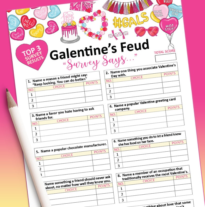 Galentines Family Feud Game Galentines Day Games Galentines | Etsy
