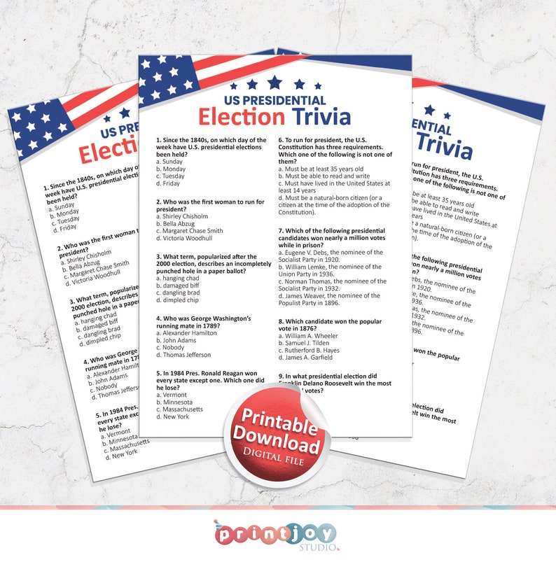 Election Trivia game election party games election night Etsy