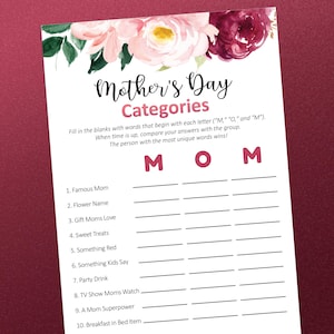 Mother’s Day Game, Printable Mother&#39;s Day Party Games, Mom Game, Mother’s Day Activity, Mother&#39;s Day brunch, Ladies night games