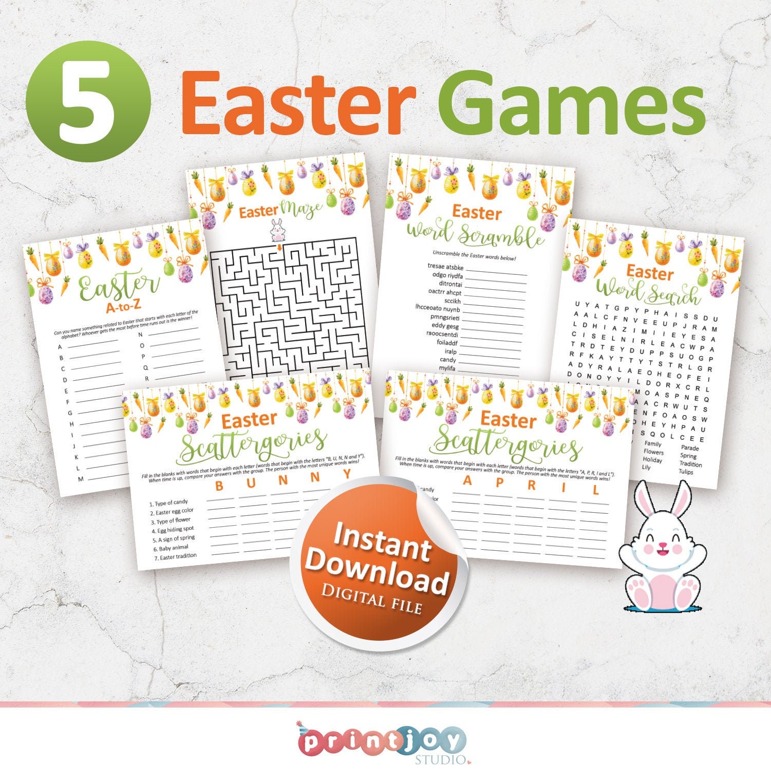 Easter games bundle, Easter printables, Family games, Easter print, Printable games, Adult games, Kids games, Games for adults