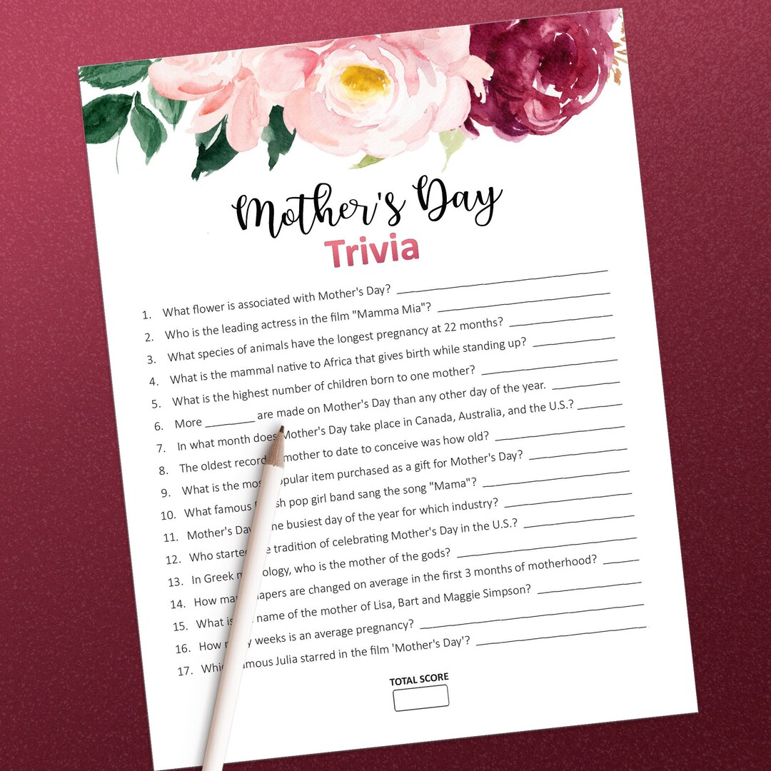 Mother's Day Trivia, Mother's Day Games Printable, Happy Mother's Day ...