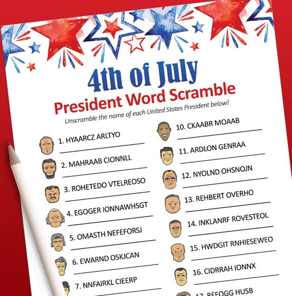 4th of July Printable Game President Trivia Game Fourth of - Etsy