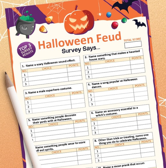 Halloween games, Halloween Family Feud Game, Halloween printables, Halloween party game, Halloween print, Halloween download, Family games