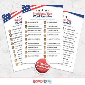 Presidents day game, US presidents game, printable games, adult games, kids games, president learning game, Presidential game image 9