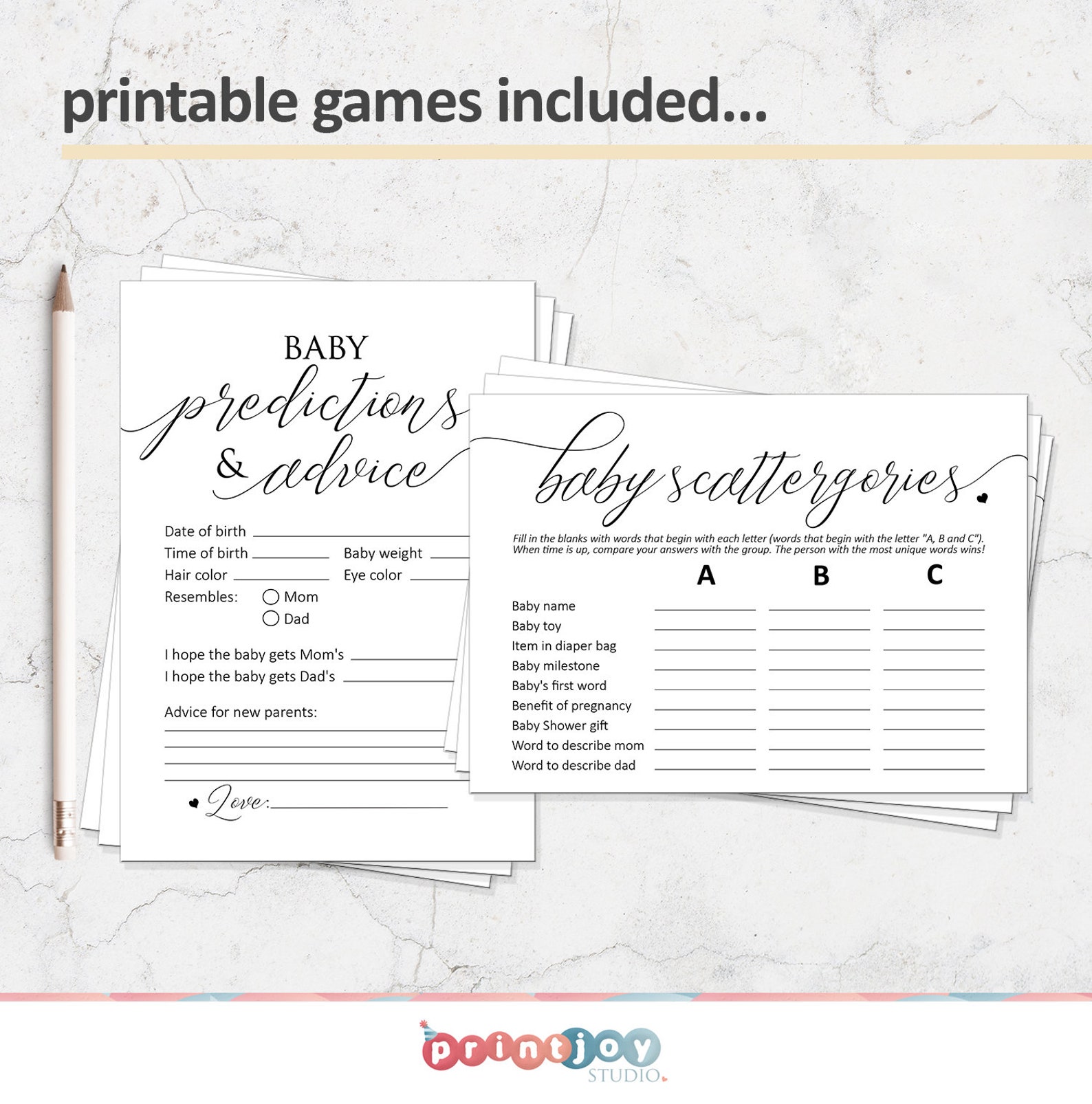 Printable baby shower games baby shower bundle minimalist etsy