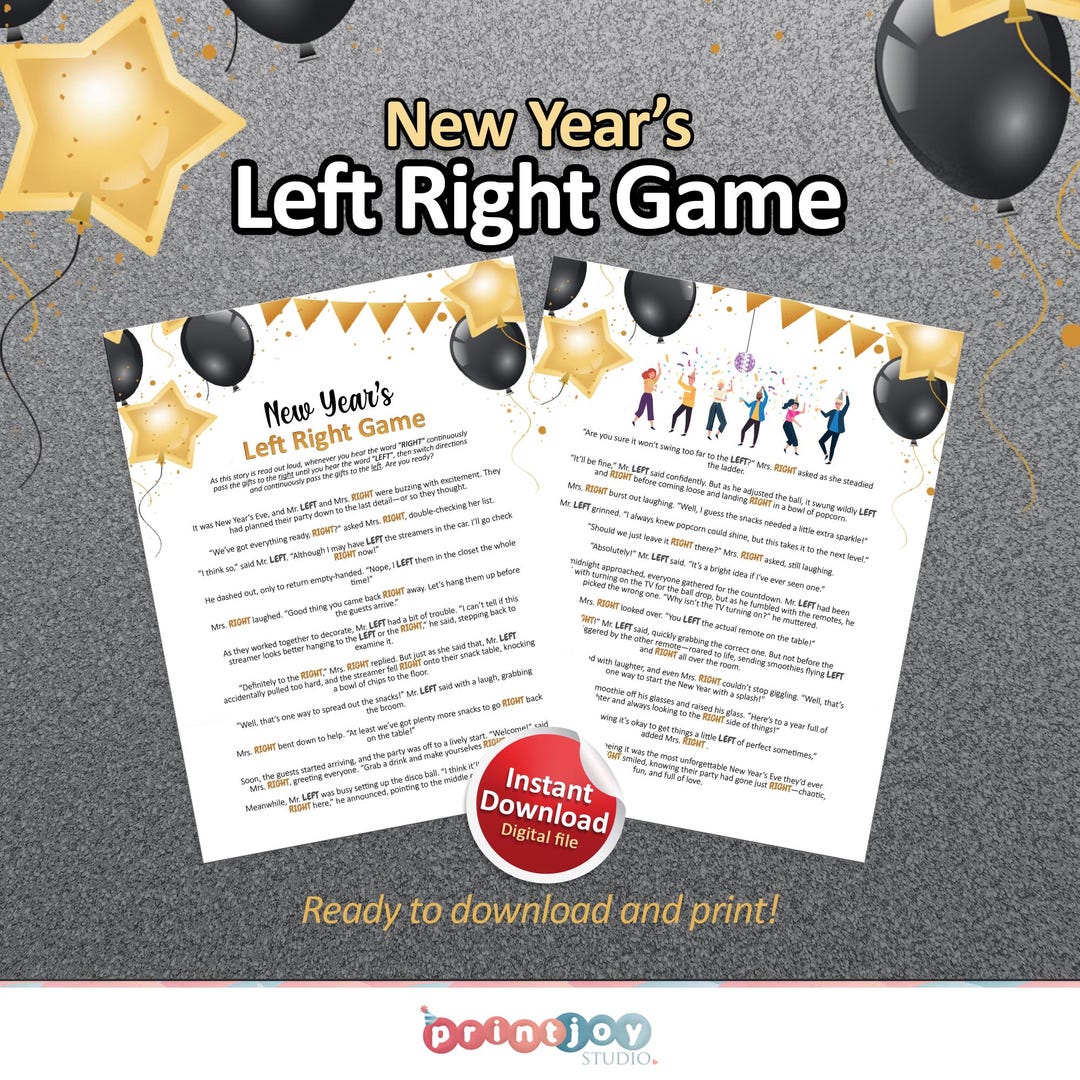 New Years Pass the Gift Game, Left Right Game, New Years Eve Party ...